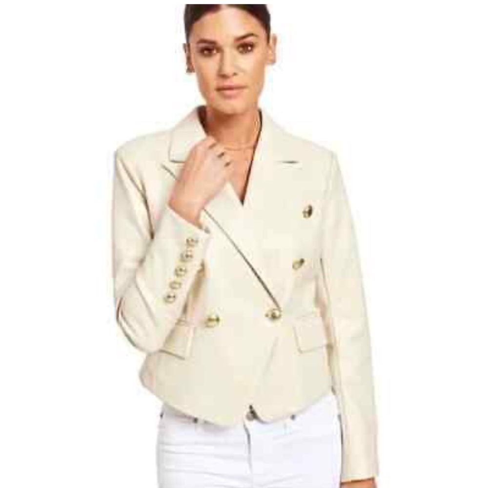 Creamy Faux Leather Double Breasted jacket by 7 for all Mankind size small